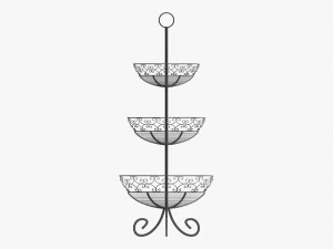 Three Tier Display Basket With Legs 3D Model