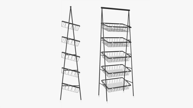Tilted Pane Stand 5-Tier 3D 模型 .c4d .max .obj .3ds .fbx .stl .blend 