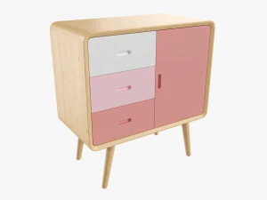 Mobile in legno con cassetti 01 Modello 3D