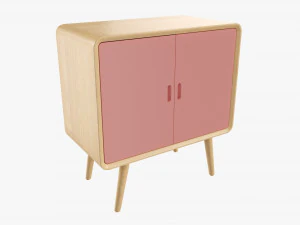 दराज सहित लकड़ी की कैबिनेट 02 3D मॉडल