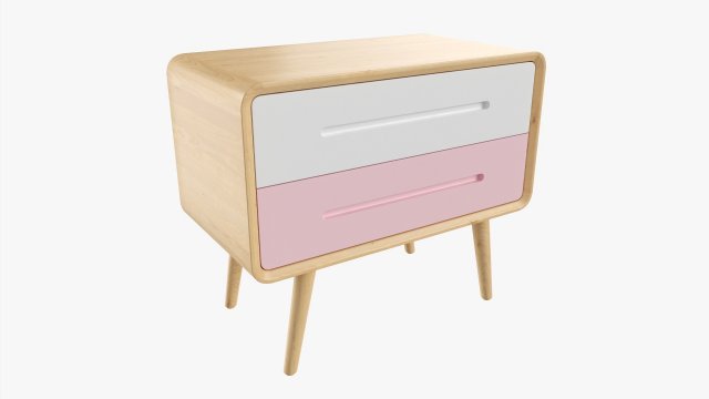 Wooden Cabinet With Drawers 03 3D Model .c4d .max .obj .3ds .fbx .stl .blend 