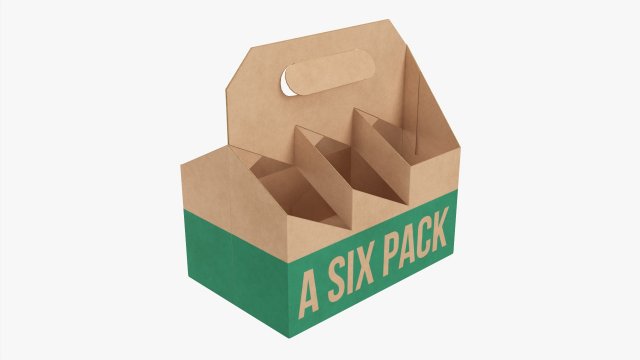 Cardboard Beer Bottle Carrier 6-pack 3D Model .c4d .max .obj .3ds .fbx .stl .blend 