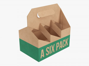 Cardboard Beer Bottle Carrier 6-pack Modèle 3D
