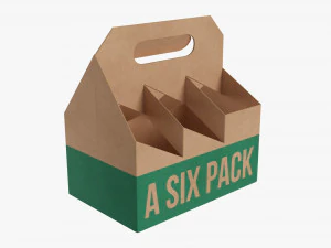 Cardboard Beer Bottle Carrier 6-pack 3D Model