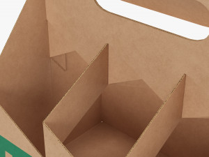 Cardboard Beer Bottle Carrier 6-pack 3D Model