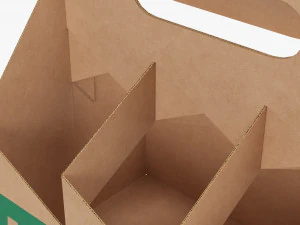 Cardboard Beer Bottle Carrier 6-pack 3D Model