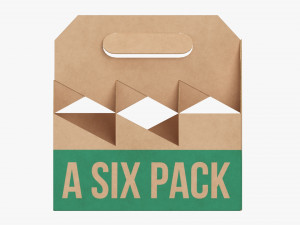 Cardboard Beer Bottle Carrier 6-pack 3D Model