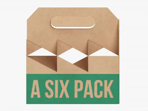 Cardboard Beer Bottle Carrier 6-pack 3D Model