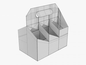 Cardboard Beer Bottle Carrier 6-pack 3D Model