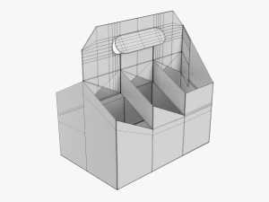 Cardboard Beer Bottle Carrier 6-pack 3D Model