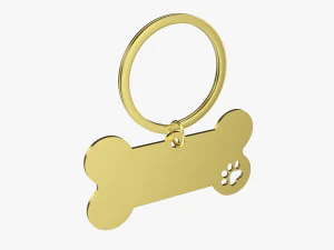 Collar Pet ID Tag steel brass 3D Model