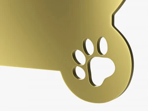 Collar Pet ID Tag steel brass 3D Model
