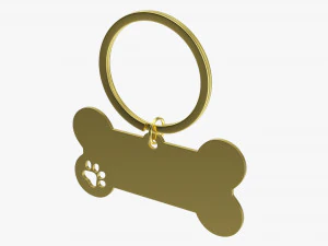 Collar Pet ID Tag steel brass 3D Model