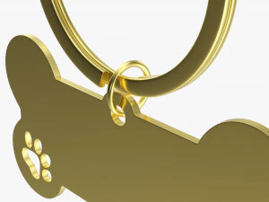 Collar Pet ID Tag steel brass 3D Model