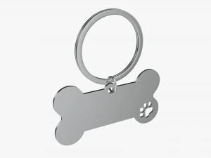 Collar Pet ID Tag steel white 3D Model