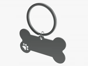 Collar Pet ID Tag steel white 3D Model