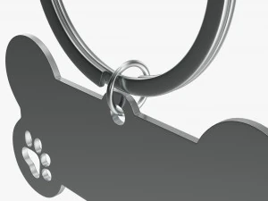 Collar Pet ID Tag steel white 3D Model