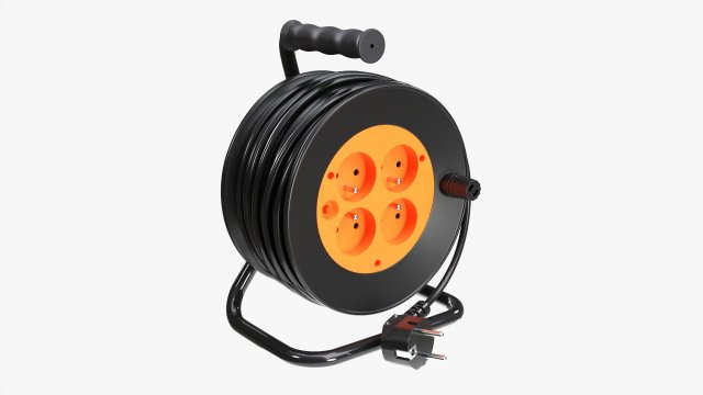 Extension cord reel with sockets 01 3D Модель .c4d .max .obj .3ds .fbx .stl .blend 