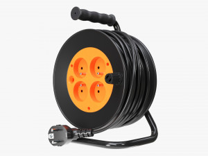 Extension cord reel with sockets 01 3D Модель