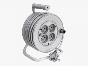 Extension cord reel with sockets 01 3D Модель