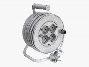 Extension cord reel with sockets 01 3D Model