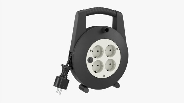 Extension cord reel with sockets 02 Modèle 3D .c4d .max .obj .3ds .fbx .stl .blend 