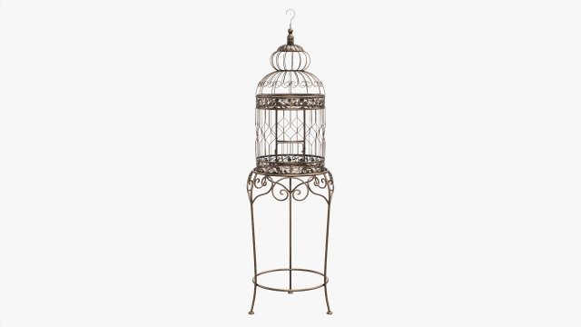 Victorian Style Bird Cage with stand 3D Model .c4d .max .obj .3ds .fbx .stl .blend 