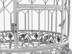Victorian Style Bird Cage with stand 3D Model