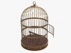 Vintage metal bird cage 3D Model