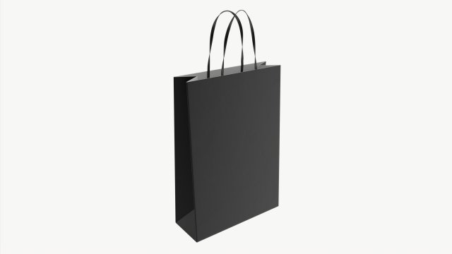 Black paper bag with handles 01 Model 3D .c4d .max .obj .3ds .fbx .stl .blend 