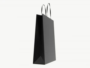 Black paper bag with handles 01 3D Model