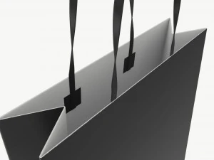 Black paper bag with handles 01 3D Model