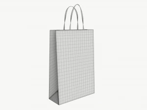 Black paper bag with handles 01 3D Model