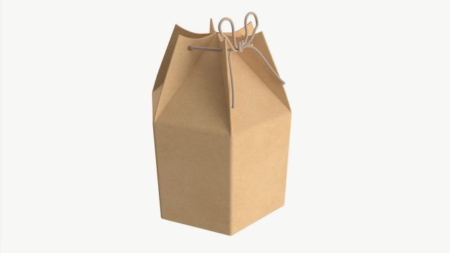 Hexagonal cardboard box with cord Modèle 3D .c4d .max .obj .3ds .fbx .stl .blend 