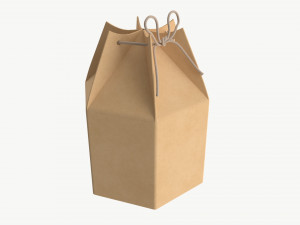 Hexagonal cardboard box with cord 3D Model