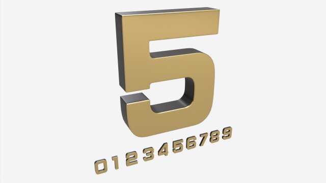 Numbers gold metal plastic Model 3D .c4d .max .obj .3ds .fbx .stl .blend