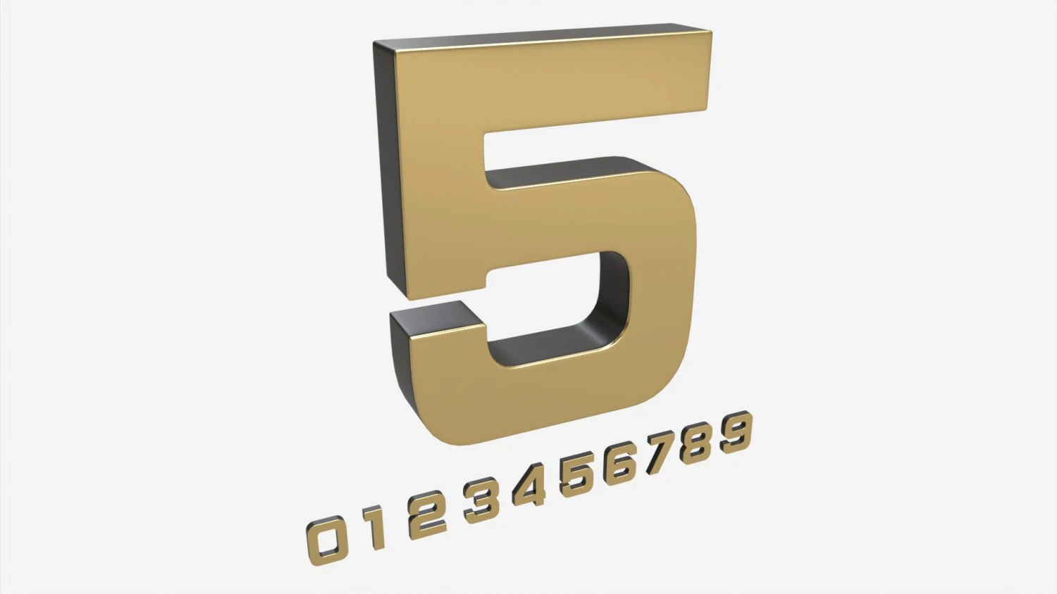 Numbers gold metal plastic 3D Model .c4d .max .obj .3ds .fbx .stl .blend