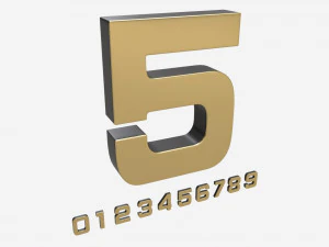 Numeri in plastica metallica dorata Modello 3D