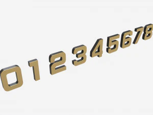 Numbers gold metal plastic 3D Model