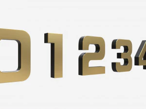 Numbers gold metal plastic 3D Model