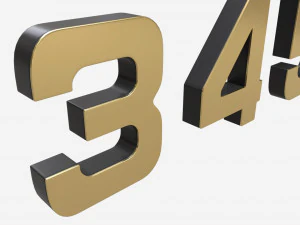 Numbers gold metal plastic 3D Model