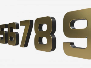 Numbers gold metal plastic 3D Model
