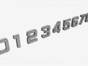 Numbers gold metal plastic 3D Model