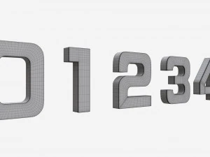 Numbers gold metal plastic 3D Model