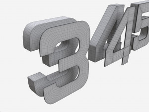 Numbers gold metal plastic Model 3D