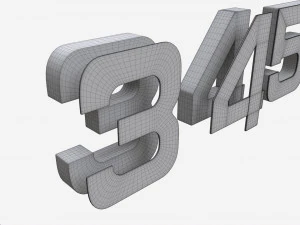 Numbers gold metal plastic 3D Model