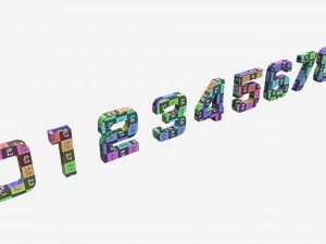 Numbers gold metal plastic 3D Model