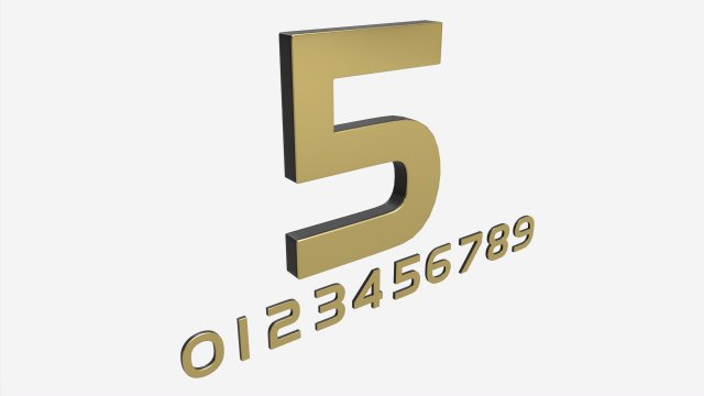 Numbers modern gold metal plastic Model 3D .c4d .max .obj .3ds .fbx .stl .blend 