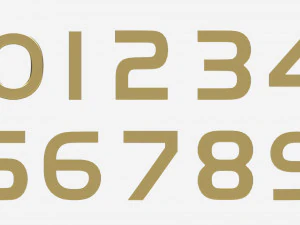 Numbers modern gold metal plastic 3D Model