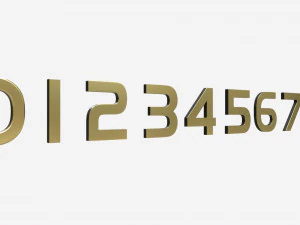 Numbers modern gold metal plastic 3D Model